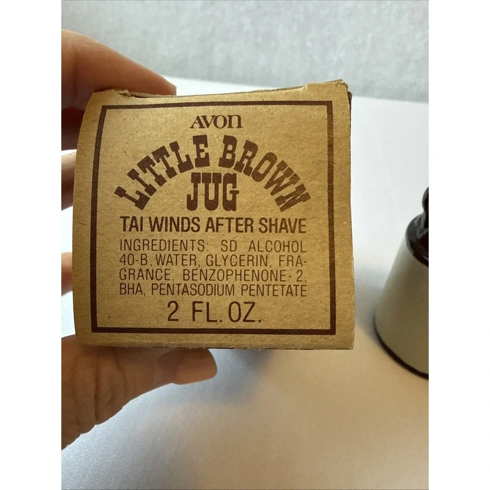Vintage Avon Little Brown Jug Tai Winds After Shave 2oz Full Bottle With Box